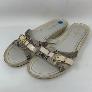 Nike Cole Haan collab strappy  sandal slides shoes neutral cream grey python